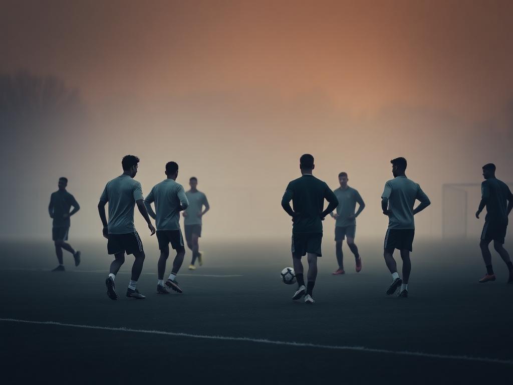 Aurelius academy players training on a misty morning pitch