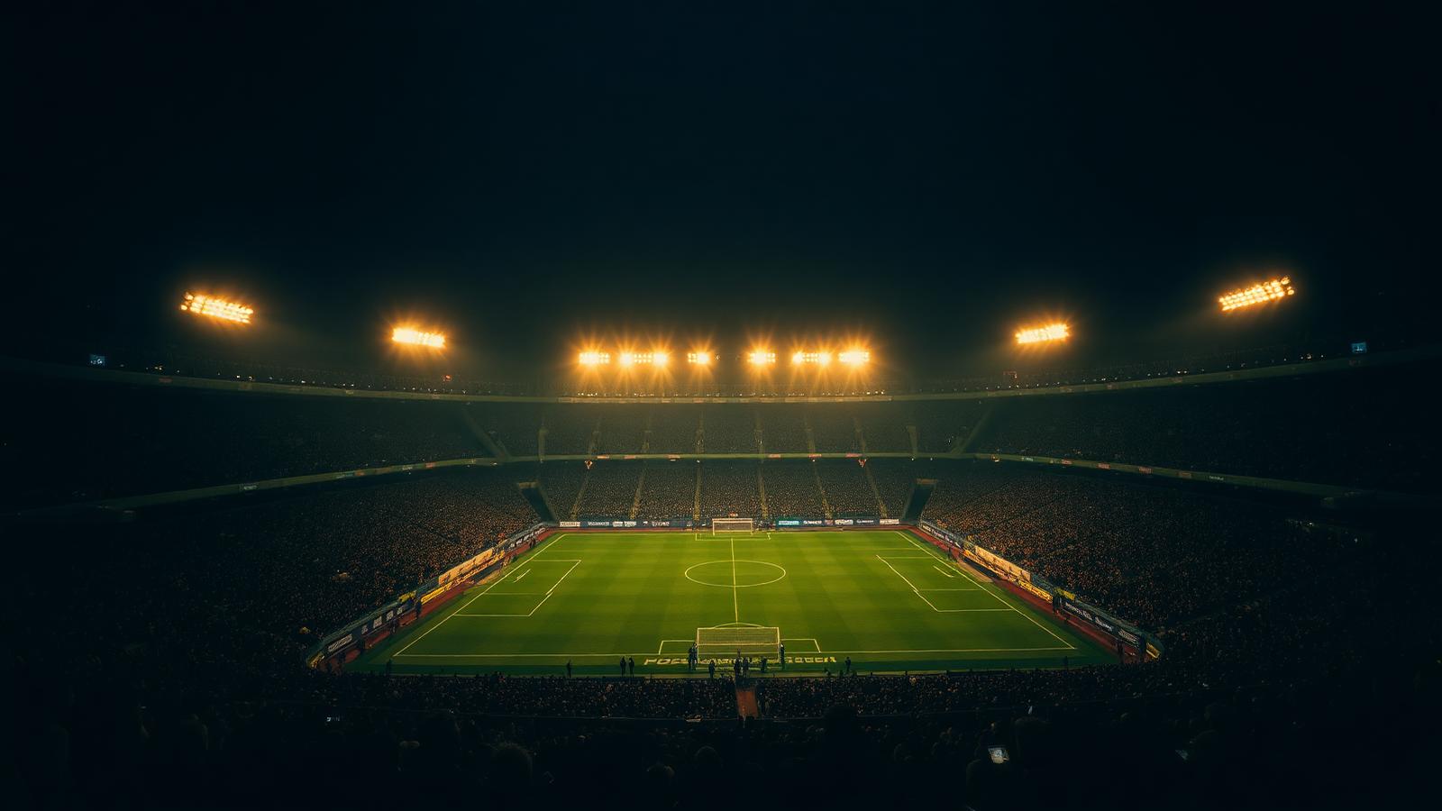 Aurelius Arena packed under golden floodlights on a match night
